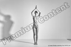 Nude Yoga poses Woman White Moving poses Slim long brown Dynamic poses Pinup